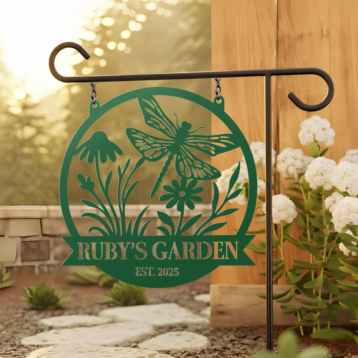 Custom Dragonfly Garden Sign, Personalized Metal Yard Art, Outdoor Garden Decor, Dragonfly Name Sign, Gift For Mom, Grandma, Gardening Gift