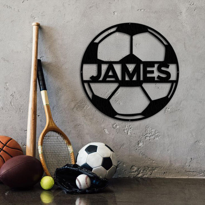 Personalized Soccer Ball Name Sign, Metal Wall Art, Soccer Name Sign, Sports Name Sign, Gift For Soccer Football Players, Sports Wall Art