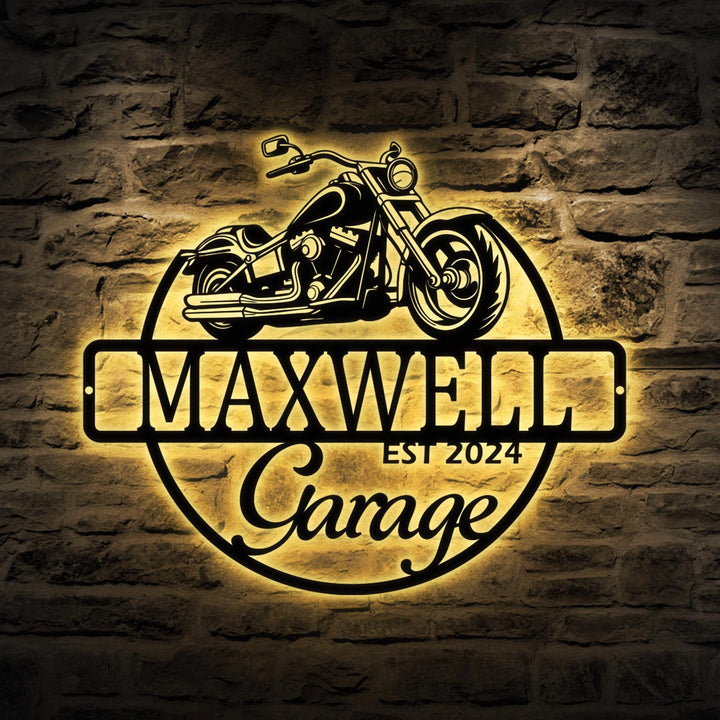 Custom Motorcycle Garage Sign, Name Metal Plaque Metal Wall Art, Decor Housewarming, Gift For Dad, Father's Day Gift, Motorcycle Metal Sign