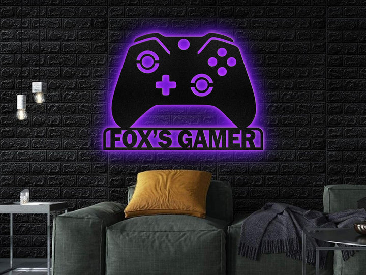 Custom Game Controller Metal Wall Art Led Light, Gamer Name Sign, Game Room Decor, Gaming Home Decor, Video Game Art, Birthday Gift For Man