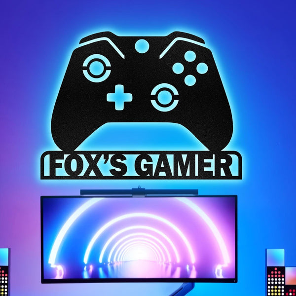 Custom Game Controller Metal Wall Art Led Light, Gamer Name Sign, Game Room Decor, Gaming Home Decor, Video Game Art, Birthday Gift For Man