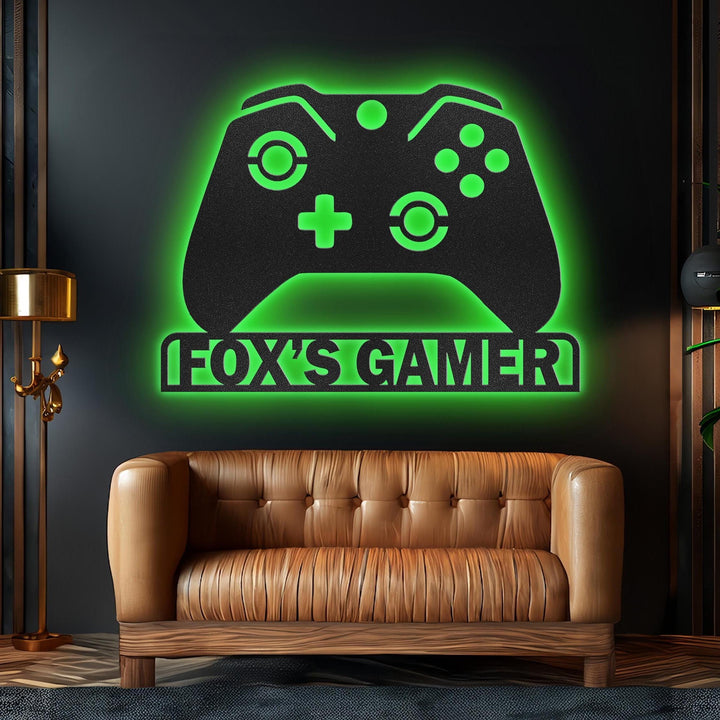 Custom Game Controller Metal Wall Art Led Light, Gamer Name Sign, Game Room Decor, Gaming Home Decor, Video Game Art, Birthday Gift For Man