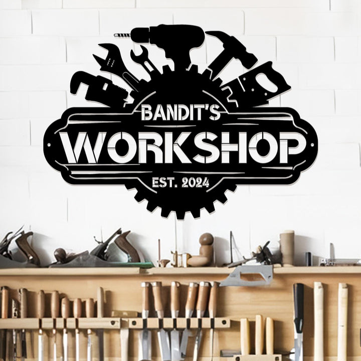 Personalized Garage Metal Wall Art LED Light, Custom Garage Name Sign, Home Decor, Garage Decor, Gifts For Dad, Father's Day Gifts