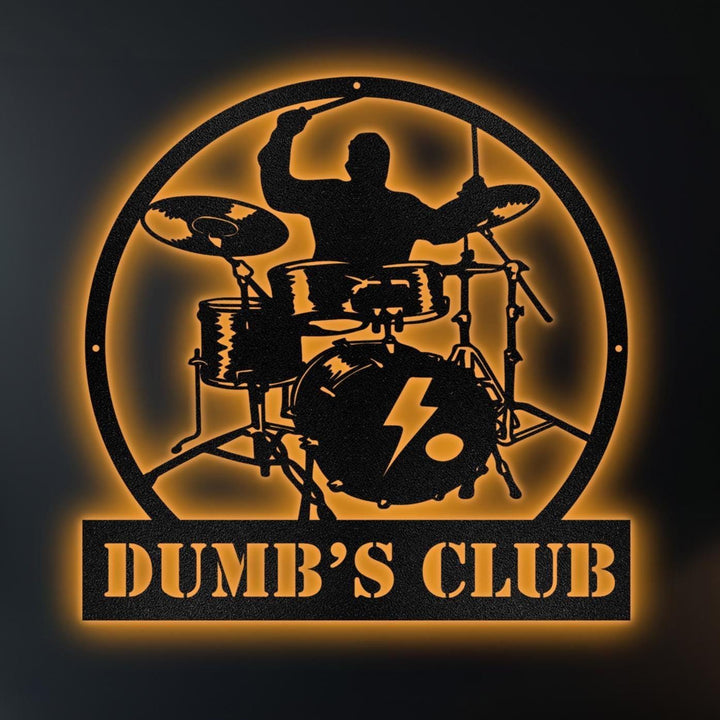 Custom Drummer Male Metal Wall Art With LED Light, Personalized Drummer Metal Signs, Musical Instrument Metal Wall Decor, Music Wall Hanging