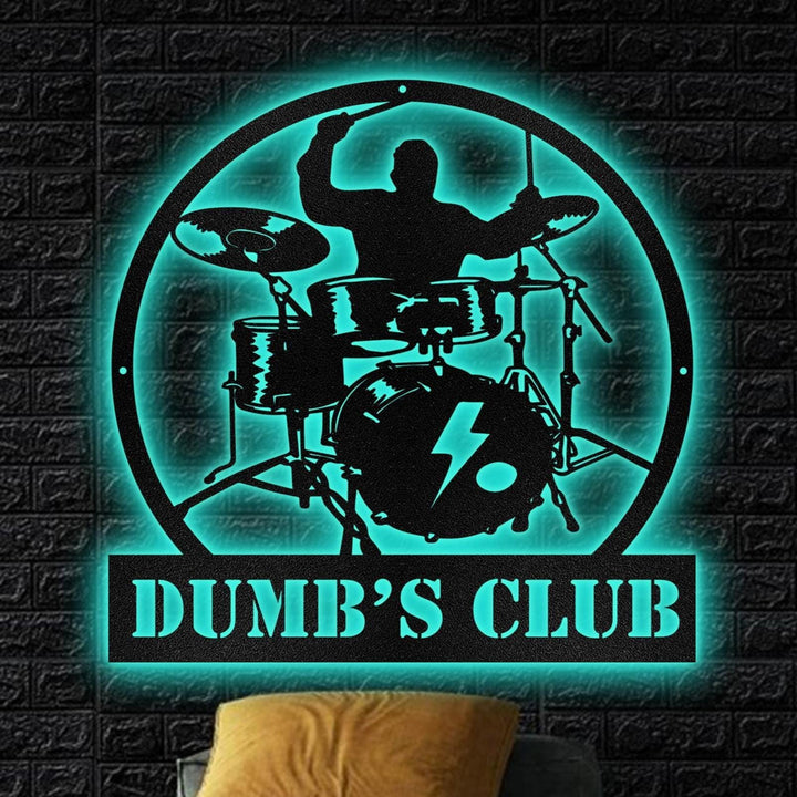 Custom Drummer Male Metal Wall Art With LED Light, Personalized Drummer Metal Signs, Musical Instrument Metal Wall Decor, Music Wall Hanging