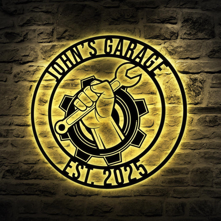 Personalized Metal Garage Sign, Custom Name Plaque, Wall Art, Housewarming Gift, Man Cave, Dad’s Gift, Mechanic Workshop Decor, Garage Decor