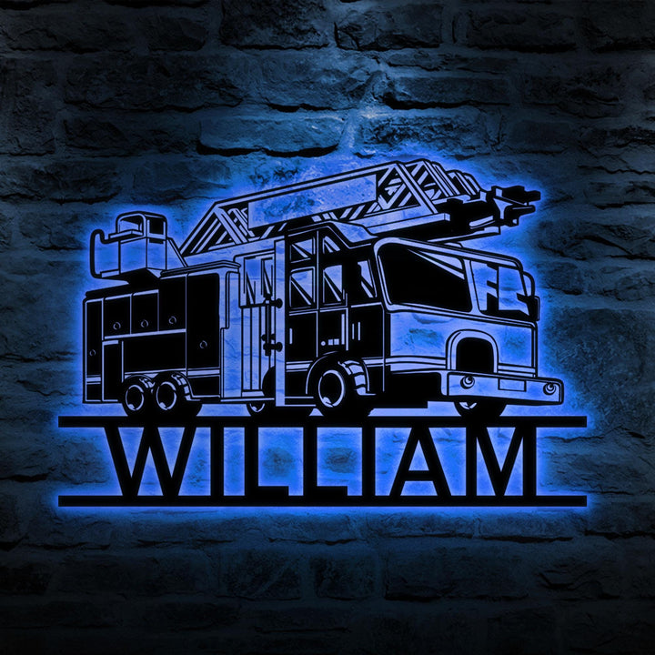Custom Firefighter Truck Metal Wall Art, Personalized Firefighter Truck Name Signs, Firefighter Truck Home Decor, Fathers Day Gifts for Dad