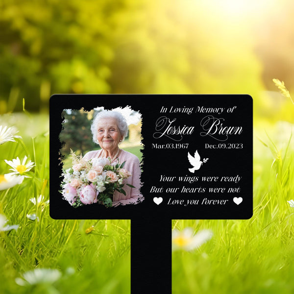 Personalized Photo Grave Marker, Temporary Grave Marker With Photo, Memorial Plaque with Stake for Outdoors, Grave Plaque for Gardens