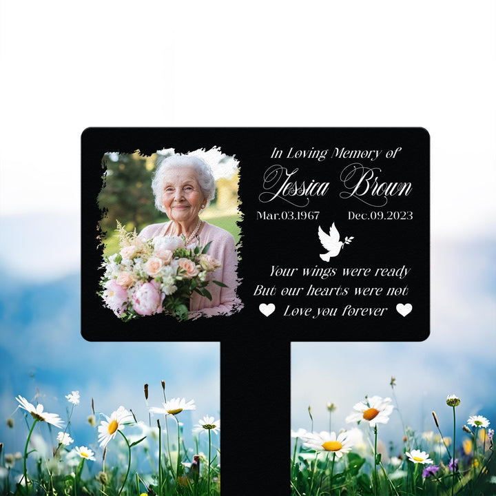 Personalized Photo Grave Marker, Temporary Grave Marker With Photo, Memorial Plaque with Stake for Outdoors, Grave Plaque for Gardens