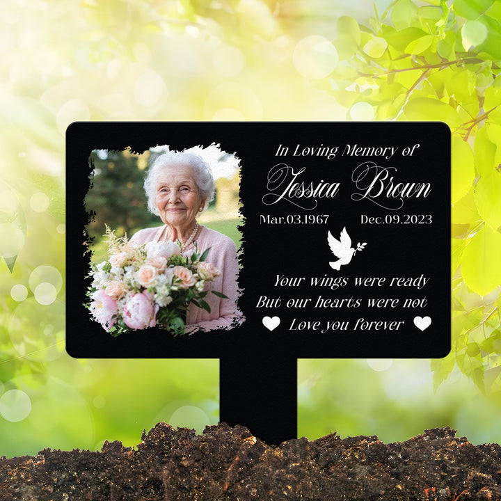 Personalized Photo Grave Marker, Temporary Grave Marker With Photo, Memorial Plaque with Stake for Outdoors, Grave Plaque for Gardens
