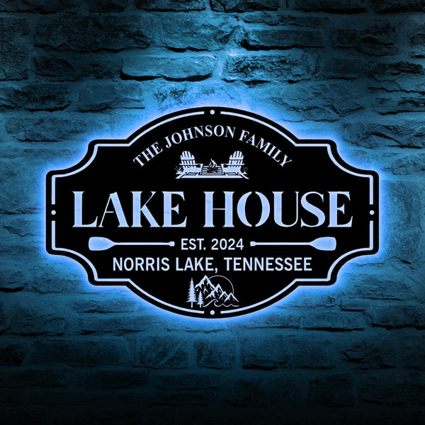 Lake House Sign,Personalized Custom Metal Sign,Lake House Gift,Lakehouse Decor,Custom Family Name Sign,Outdoor Metal Sign,Outdoor Metal Sign
