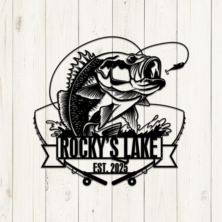 Custom Metal Fish Sign,Fishing Gifts for Men,Fishing Metal Art,Fisherman Gift,Fish Metal Name Sign,Bass Fishing Metal Sign,Father's Day Gift