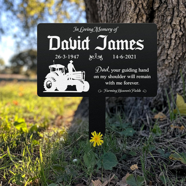 Custom Tractor Memorial Plaque Stake, Personalized Farmer Tractor Garve Maker, Farmer Memorial, Dad Loss, Sympathy Gift, Tractor Metal Stake