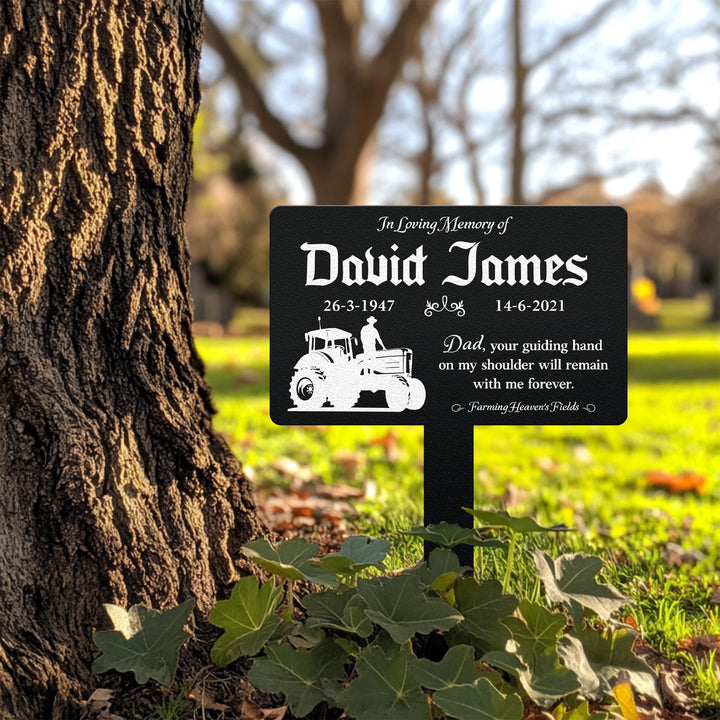 Custom Tractor Memorial Plaque Stake, Personalized Farmer Tractor Garve Maker, Farmer Memorial, Dad Loss, Sympathy Gift, Tractor Metal Stake