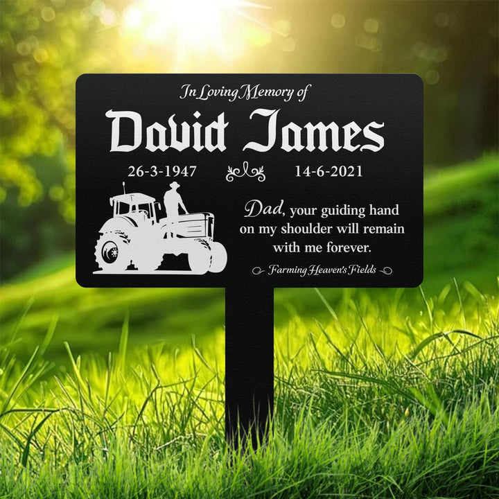Custom Tractor Memorial Plaque Stake, Personalized Farmer Tractor Garve Maker, Farmer Memorial, Dad Loss, Sympathy Gift, Tractor Metal Stake