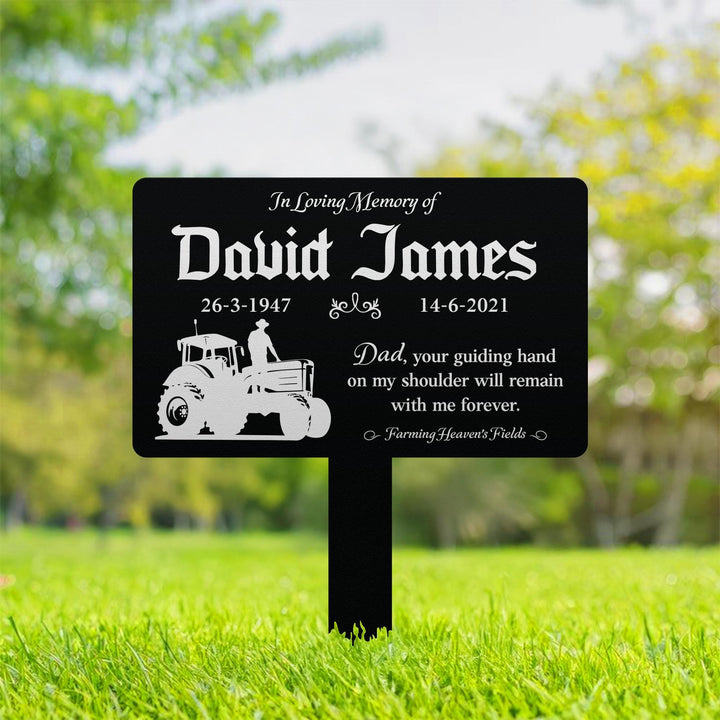 Custom Tractor Memorial Plaque Stake, Personalized Farmer Tractor Garve Maker, Farmer Memorial, Dad Loss, Sympathy Gift, Tractor Metal Stake