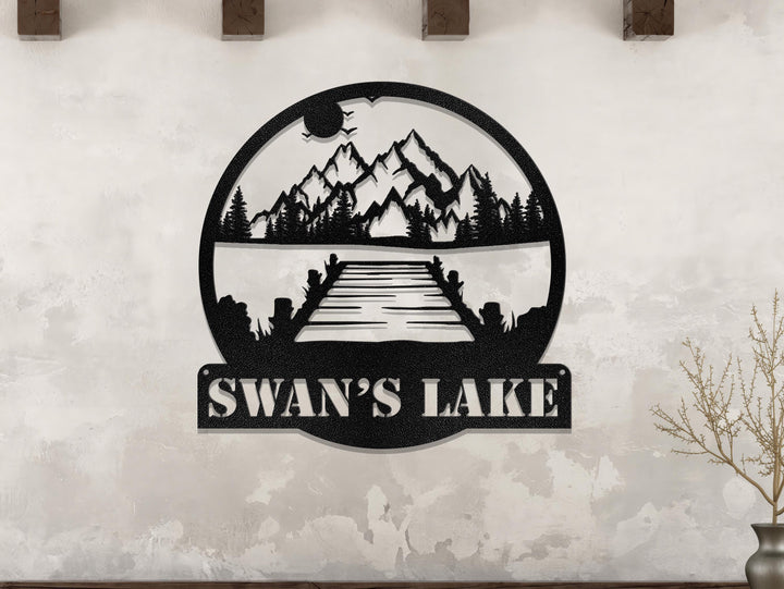 Lake House Metal Sign, Forest Lake Sign, Custom Lake House Name Sign, Camping Metal sign, Lake House Decor, Front Porch Decor, Gift For Dad
