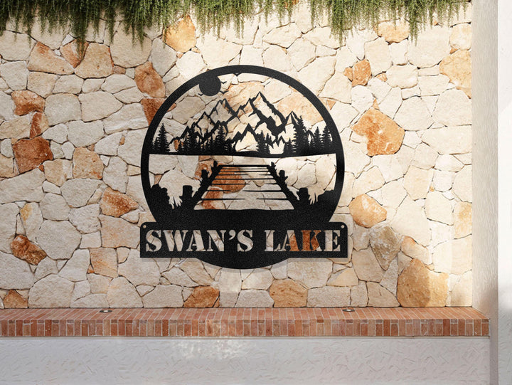 Lake House Metal Sign, Forest Lake Sign, Custom Lake House Name Sign, Camping Metal sign, Lake House Decor, Front Porch Decor, Gift For Dad