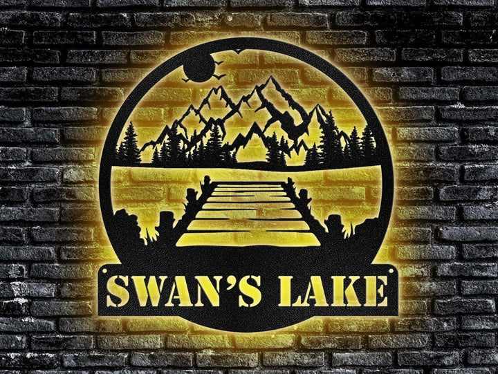 Lake House Metal Sign, Forest Lake Sign, Custom Lake House Name Sign, Camping Metal sign, Lake House Decor, Front Porch Decor, Gift For Dad