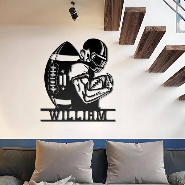 Custom American Football Metal Sign with LED Light, Custom Football Player Name Sign, Football Coach Gift, Boys Room Decor, Sport Home Decor