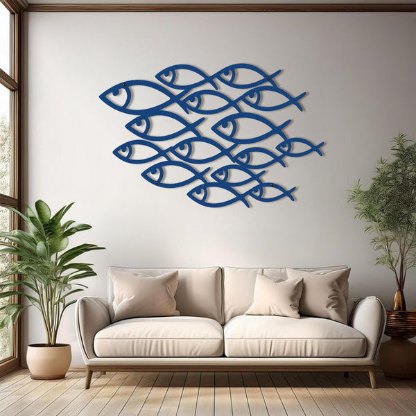 School of Fish Metal Wall Art, Coastal Ocean Theme Decor, Nautical Wall Sculpture, Abstract Fish Wall Decor, Beach House Metal Art