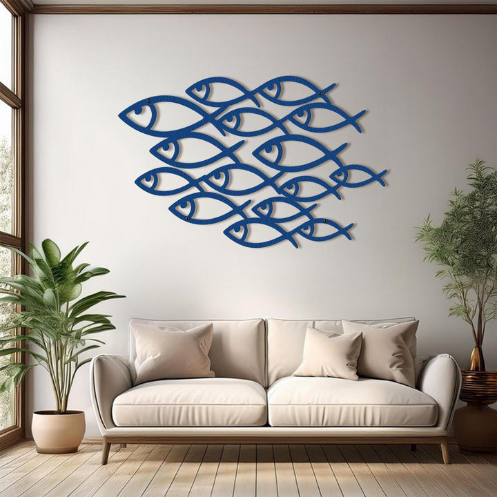 School of Fish Metal Wall Art, Coastal Ocean Theme Decor, Nautical Wall Sculpture, Abstract Fish Wall Decor, Beach House Metal Art
