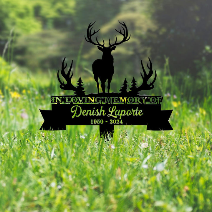 Custom Deer hunting Memorial Stake, Metal Stake, Sympathy Sign, Grave Marker, Remembrance Stake, Father's Day Gift, Gift for Dad, Deer Sign