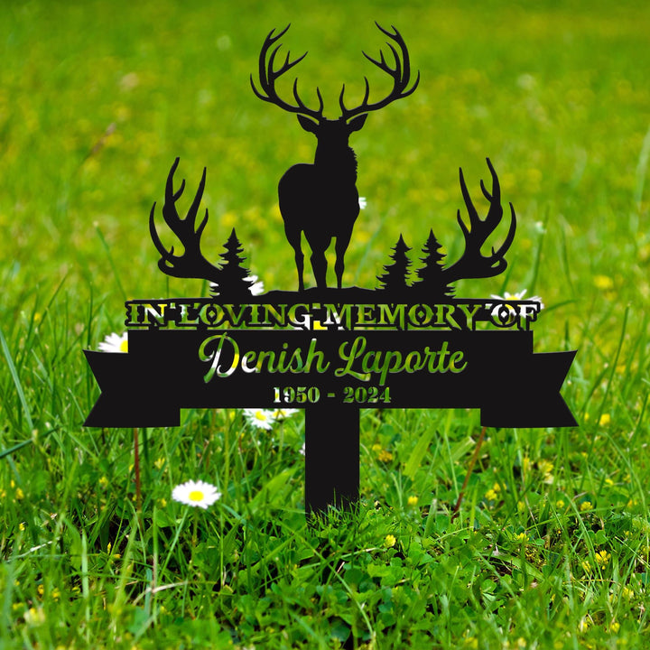 Custom Deer hunting Memorial Stake, Metal Stake, Sympathy Sign, Grave Marker, Remembrance Stake, Father's Day Gift, Gift for Dad, Deer Sign