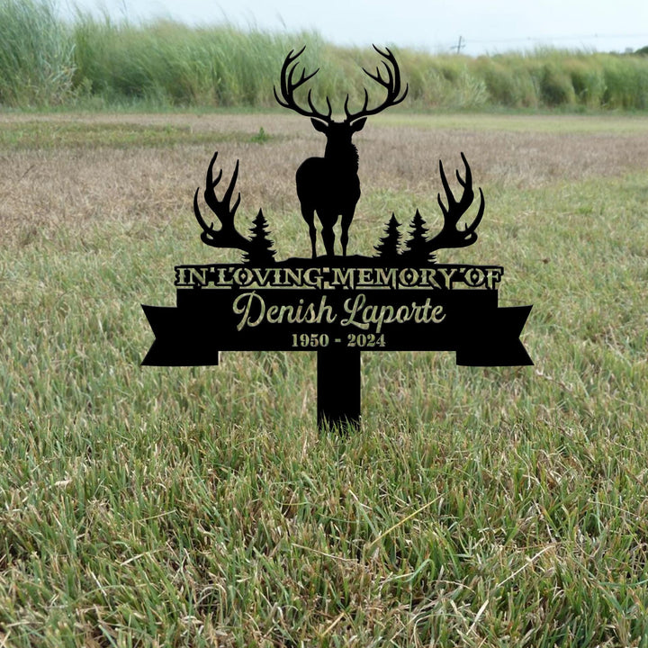 Custom Deer hunting Memorial Stake, Metal Stake, Sympathy Sign, Grave Marker, Remembrance Stake, Father's Day Gift, Gift for Dad, Deer Sign