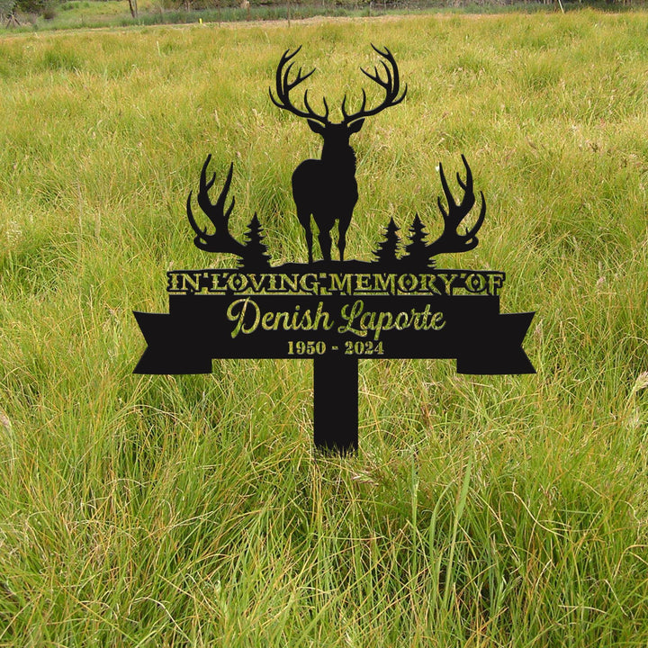 Custom Deer hunting Memorial Stake, Metal Stake, Sympathy Sign, Grave Marker, Remembrance Stake, Father's Day Gift, Gift for Dad, Deer Sign