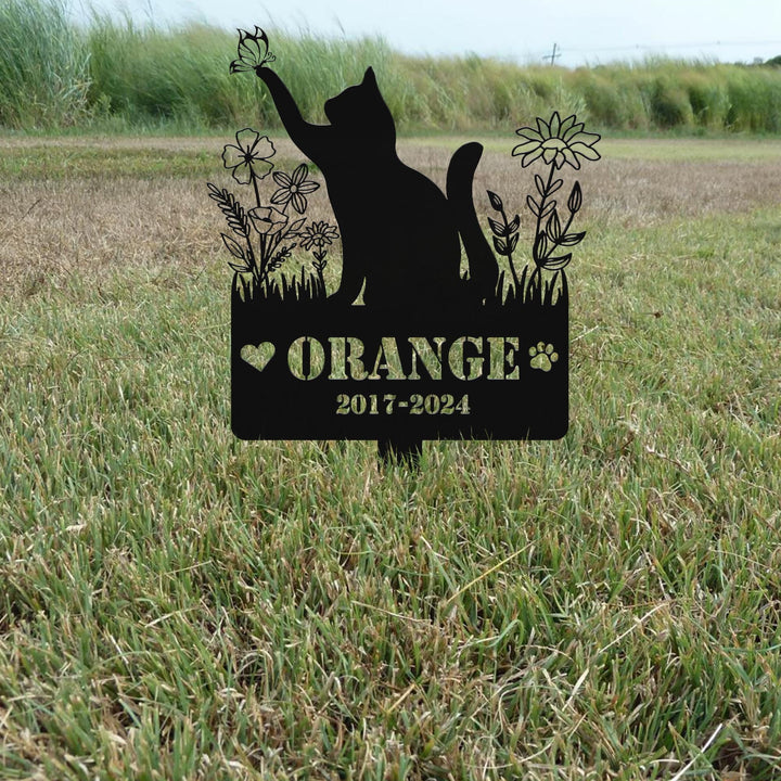 Custom Pet Metal Garden Decor, Cat with Stakes Garden Sign, Pet Garden Name Sign, Home Gift, Sympathy Gifts, Gifts for Grandma, Gift for Dad