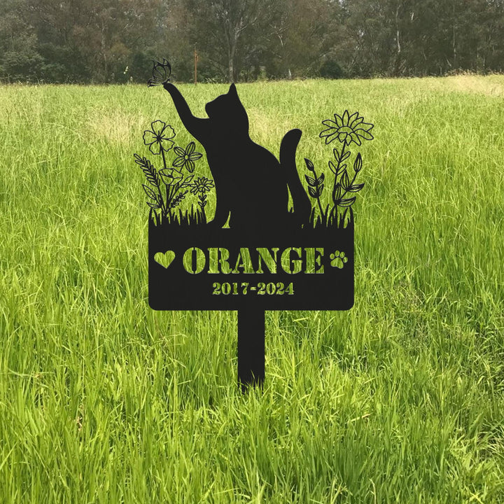 Custom Pet Metal Garden Decor, Cat with Stakes Garden Sign, Pet Garden Name Sign, Home Gift, Sympathy Gifts, Gifts for Grandma, Gift for Dad