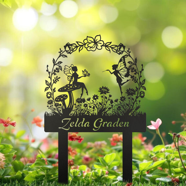 Fairy Metal Garden Sign,Custom Garden Sign,Fairy Garden Stake,Outdoor Garden Yard Decor,Metal Fairy Garden Art,Gardener Gift, Garden Decor