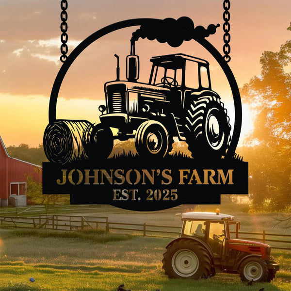 Custom Tractor Farm Metal Sign with LED Light, Tractor Name Sign, Farmhouse Decor, Tractor Barn Sign, Tractor Driver Gift, Gift for Farmer