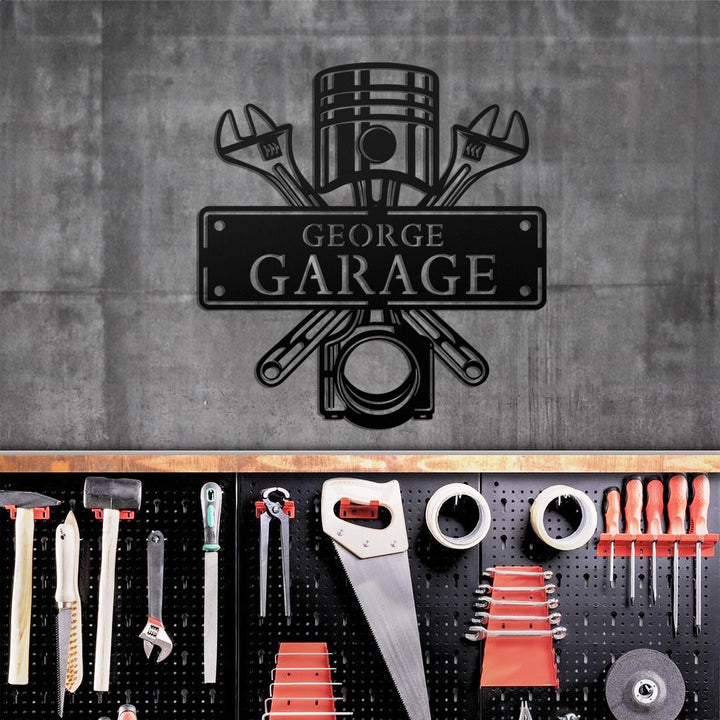 Custom Garage Metal Wall Art LED Light, Workshop Name Sign, Home Decor, Car Mechanic Repair Decoration Repairman, Father's Day Gift, Garage