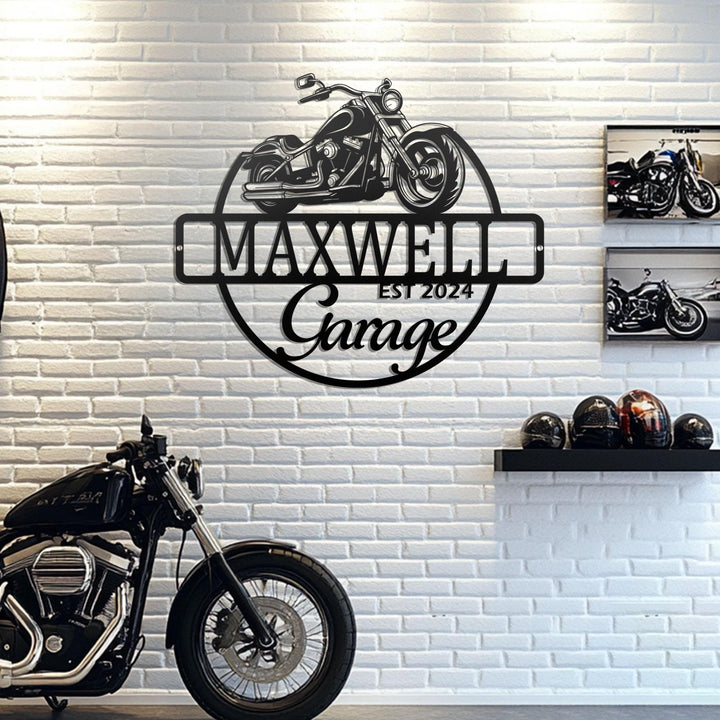 Custom Motorcycle Garage Sign, Name Metal Plaque Metal Wall Art, Decor Housewarming, Gift For Dad, Father's Day Gift, Motorcycle Metal Sign
