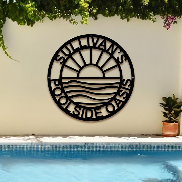 Personalized Tropical Patio or Pool Sign, Custom Tropical Sign, Outdoor Wall Decor, Patio Decor, Backyard Pool Sign, Poolside Oasis Sign