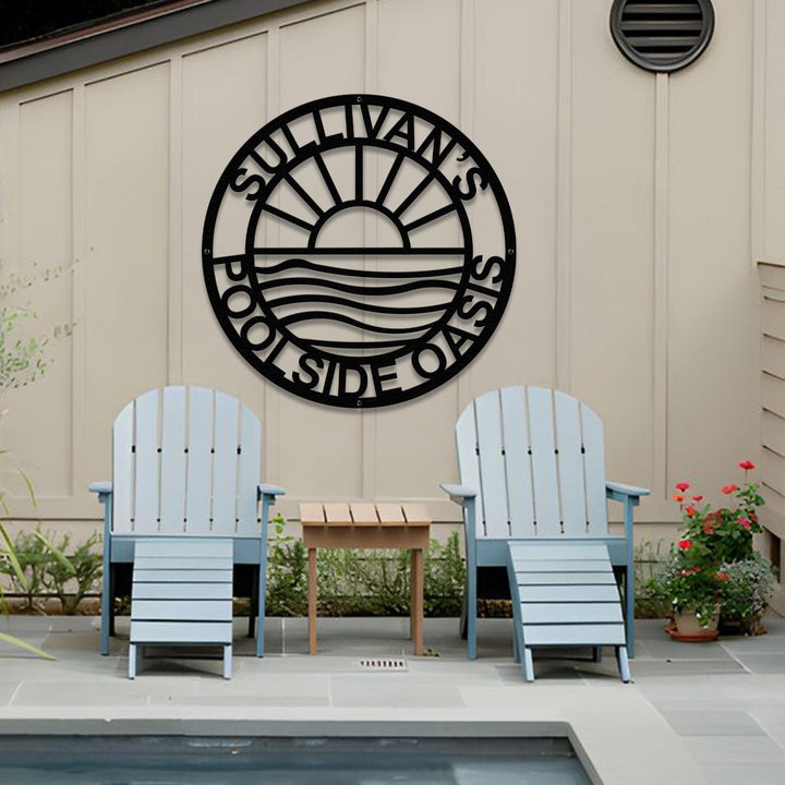 Personalized Tropical Patio or Pool Sign, Custom Tropical Sign, Outdoor Wall Decor, Patio Decor, Backyard Pool Sign, Poolside Oasis Sign