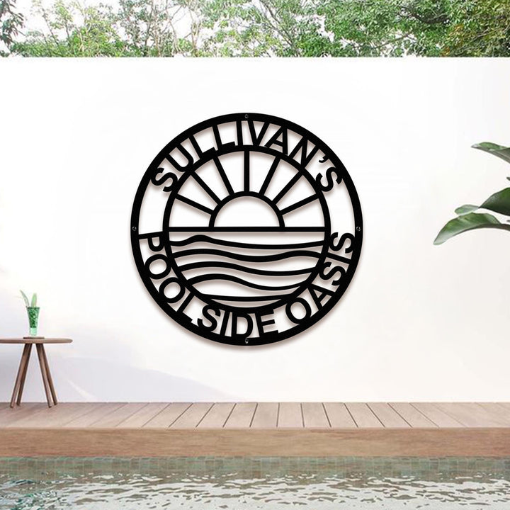 Personalized Tropical Patio or Pool Sign, Custom Tropical Sign, Outdoor Wall Decor, Patio Decor, Backyard Pool Sign, Poolside Oasis Sign