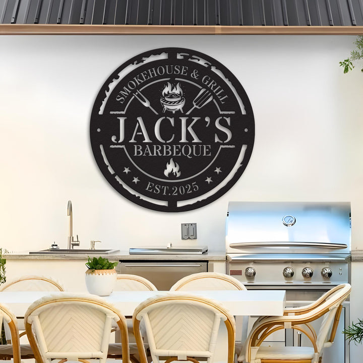 Personalized Metal Grilling Sign, Custom Metal Grill Sign, Metal BBQ Smoker and Grill Sign, Grilling Gift for Dad, Barbeque Sign For Outdoor