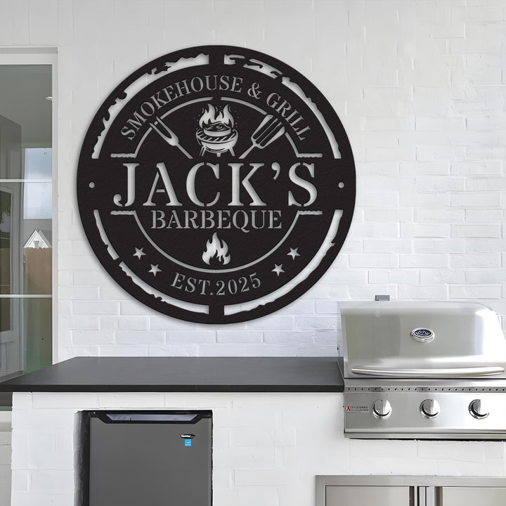 Personalized Metal Grilling Sign, Custom Metal Grill Sign, Metal BBQ Smoker and Grill Sign, Grilling Gift for Dad, Barbeque Sign For Outdoor