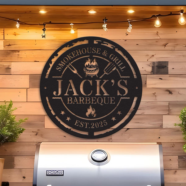 Personalized Metal Grilling Sign, Custom Metal Grill Sign, Metal BBQ Smoker and Grill Sign, Grilling Gift for Dad, Barbeque Sign For Outdoor