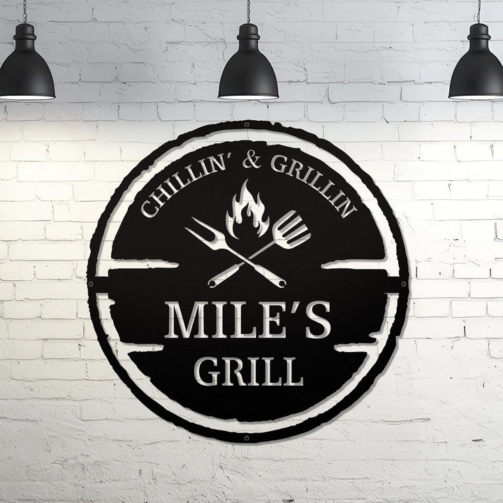Personalized Metal Grilling Sign, Metal Grill Sign, Metal BBQ Smoker and Grill Sign, Grilling Gift for Dad, Grandpa, Papa, Barbeque Sign