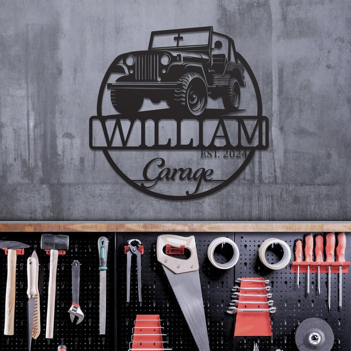 Personalized Metal Garage Sign, Garage Wall Art, Housewarming Gift, Man Cave, Gift For Dad, Mechanic Workshop Decor, Metal Car Garage Sign