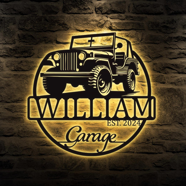 Personalized Metal Garage Sign, Garage Wall Art, Housewarming Gift, Man Cave, Gift For Dad, Mechanic Workshop Decor, Metal Car Garage Sign
