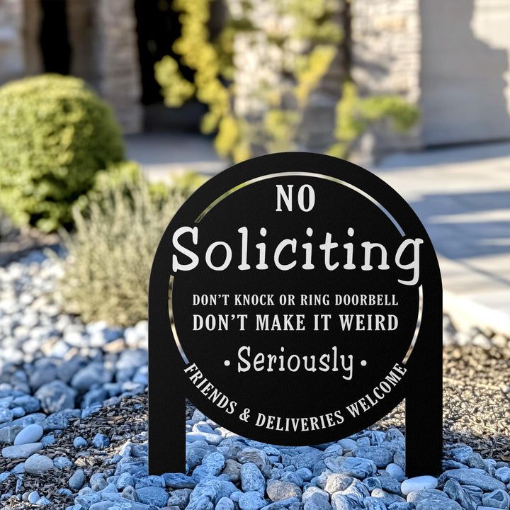 No Soliciting Yard Sign, Metal House Sign, No Soliciting Sign for Home Decor, Funny Metal Yard Stake, Outdoor Decoration, Housewarming Gifts