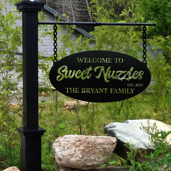 Custom Oval Metal Address Sign, Personalized Metal Cabin Name Sign, Cabin Wall Decor, Personal Door Sign, Address House Family Name Sign