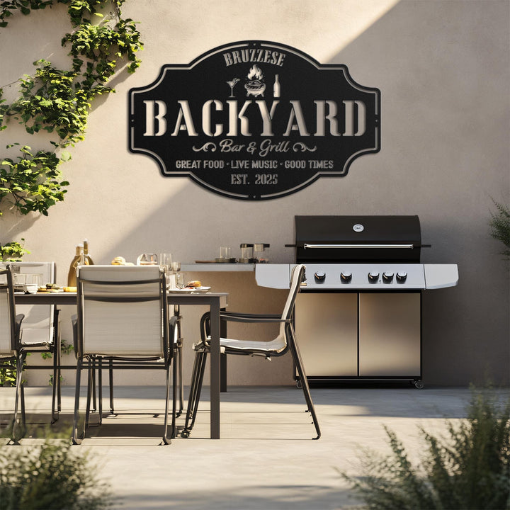 Personalized Backyard Pool Metal Sign LED Light, Outdoor Wall Art Decor, Pool Signs for Outdoor, Custom Bar And Grill Sign Decor, Bar Sign