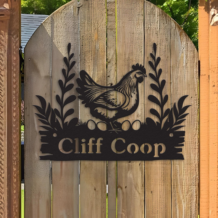 Custom Chicken Farm Metal Sign, Hen House Coop Sign, Personalized Hen Name Sign, Chicken Coop Wall Art, Eggs Farmhouse Decor, Barn Sign