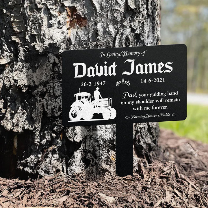 Custom Tractor Memorial Plaque Stake, Personalized Farmer Tractor Garve Maker, Farmer Memorial, Dad Loss, Sympathy Gift, Tractor Metal Stake